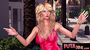 [Futa S Huge, Redhead Strokes, Redhead Strokes Blonde] Big Tittied Redhead Strokes Blonde Futa Huge Cock In Public
